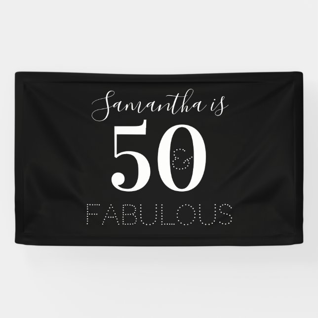 Banderoles Personnalisé 50 et fabuleux Anniversaire noir blan (Horizontal)