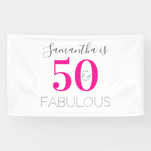 Banderoles Personnalisé 50 et Fabulous Hot Pink Anniversaire