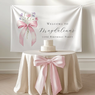 Banderoles Personnalisé 70e anniversaire Banner Bow Fleur sau