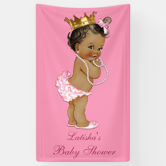 Banderoles Personnalisé Ethnic Little Princess Baby shower (Vertical)