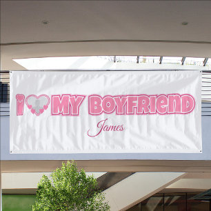Banderoles Personnalisé J'aime mon petit ami – Ajouter une ph