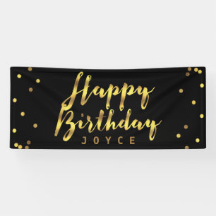 Banderoles Personnalisé Joyeux Anniversaire Faux Gold Confett