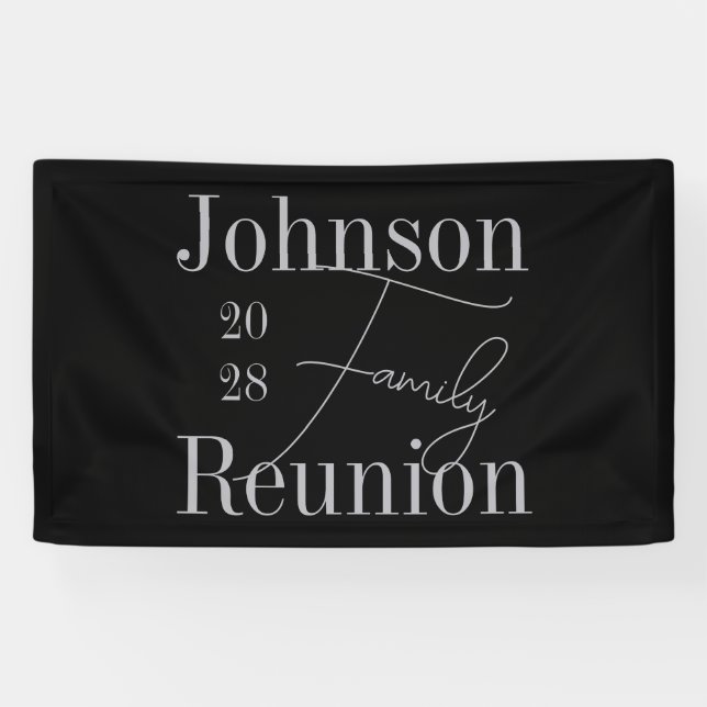 Banderoles Personnalisé Moderne Famille Réunion Noir Silver G (Horizontal)