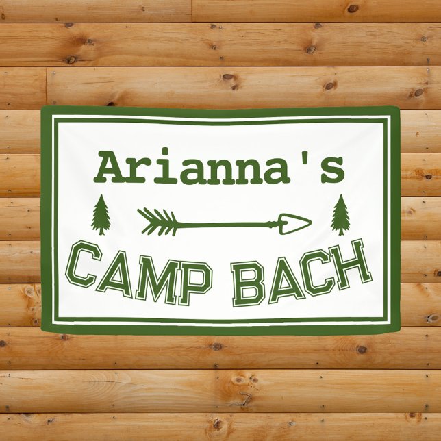 Banderoles Personnalisé Rustic Retro Camp Bach Arrow Green (Personalizes Rustic Retro Camp Bach Banner)