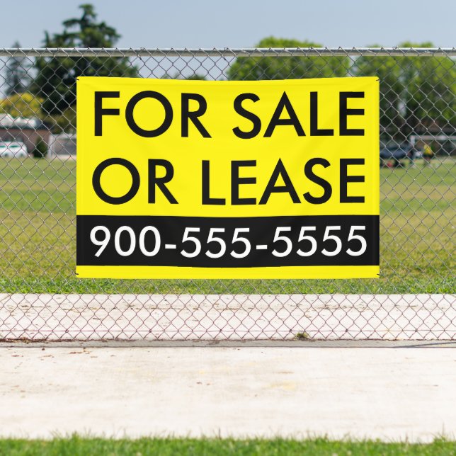 Banderoles Personnalisé Simple à vendre ou à louer Noir Jaune (Insitu)