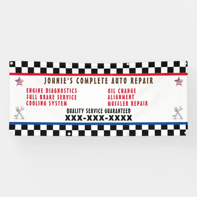 Banderoles Personnaliser Auto Repair Shop Full Service USA Fl (Horizontal)