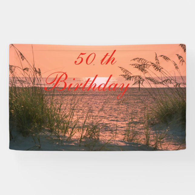 Banderoles Personnaliser Bannière, 50e anniversaire, Beach Su (Horizontal)