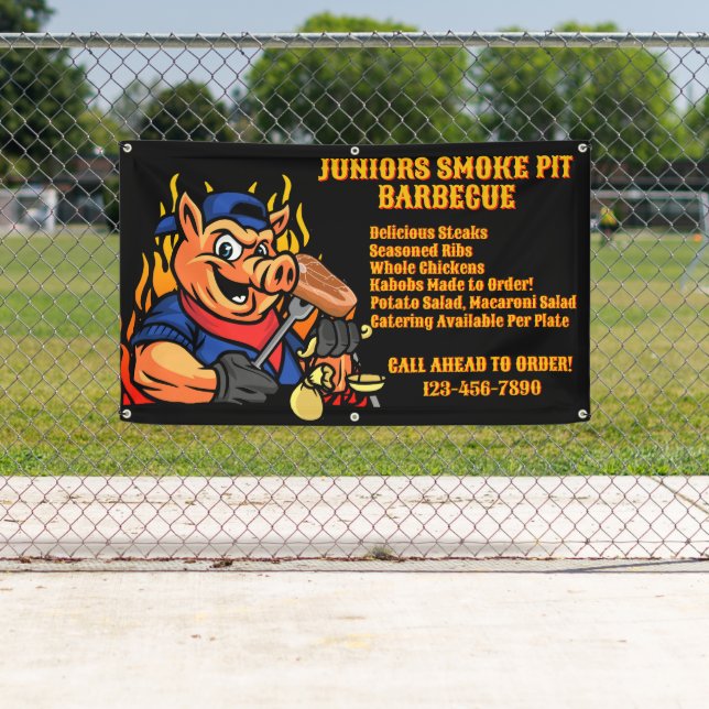 Banderoles Personnaliser Barbecue Smoker Mobile Business Bann (En situation)