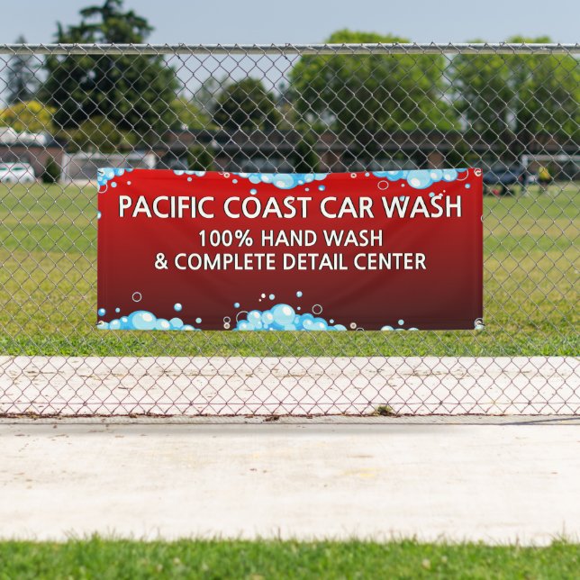 Banderoles Personnaliser Bubbly Red Car Wash Business (En situation)