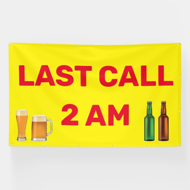Banderoles Personnaliser Dernier Call 2AM Bar Pub Business (Horizontal)