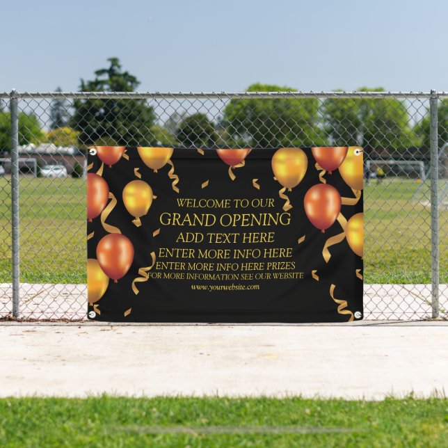 Banderoles Personnaliser Grand Ouverture Gold Ballons Ribbons (Insitu)