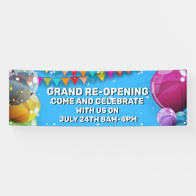 Banderoles Personnaliser Grand Réouverture Ballons Guirlande  (Horizontal)