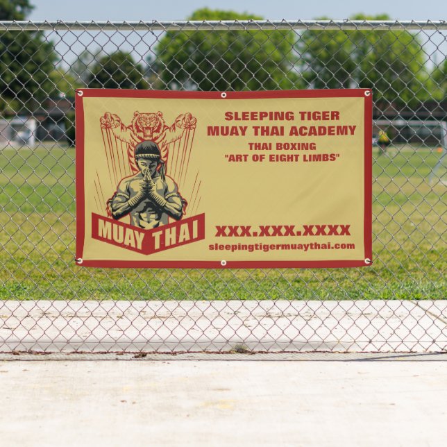 Banderoles Personnaliser Muay Thai Martial Arts School Grand (En situation)