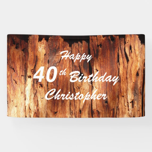 Banderoles Personnaliser Nom 40e anniversaire Faux bois Patin (Horizontal)