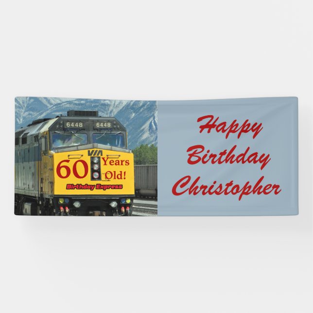 Banderoles Personnaliser Nom 60e anniversaire Moteur de train (Horizontal)