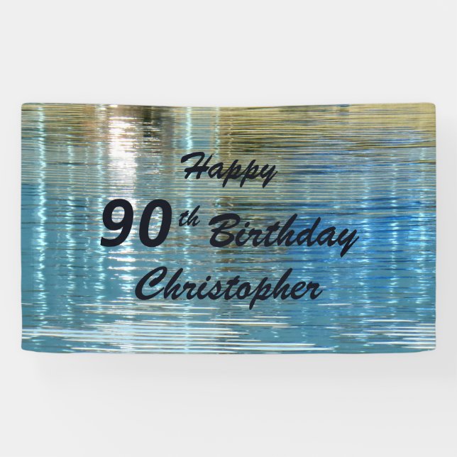 Banderoles Personnaliser Nom 90e anniversaire Réflexion dans  (Horizontal)