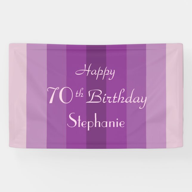 Banderoles Personnaliser Nom Joyeux 70e anniversaire Purple S (Horizontal)