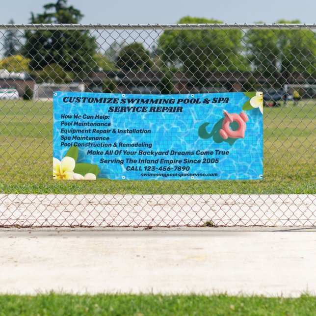 Banderoles Personnaliser Piscine Spa Entretien Réparation Ser (En situation)