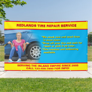 Banderoles Personnaliser Réparation des pneus Shop Photo Text