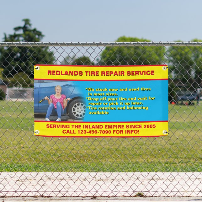 Banderoles Personnaliser Réparation des pneus Shop Photo Text (Insitu)