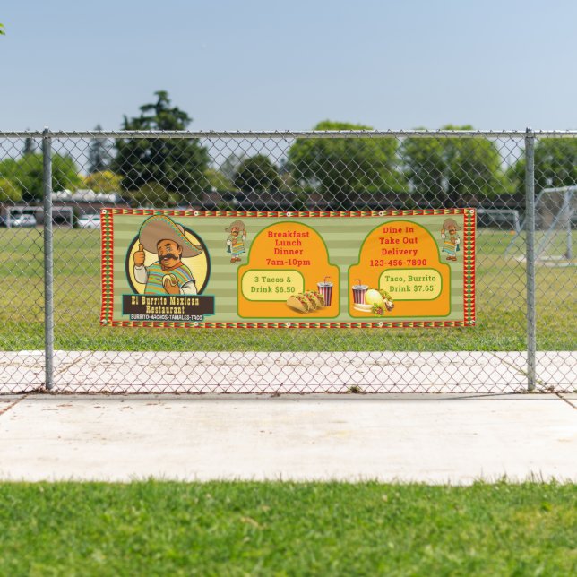 Banderoles Personnaliser Restaurant Mexicain Prix de la boiss (En situation)