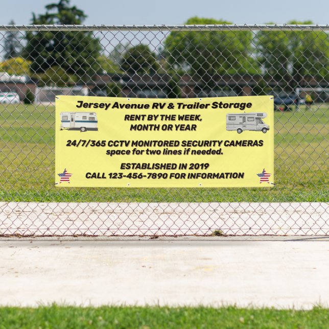 Banderoles Personnaliser Simple RV et Trailer Storage Busines (En situation)