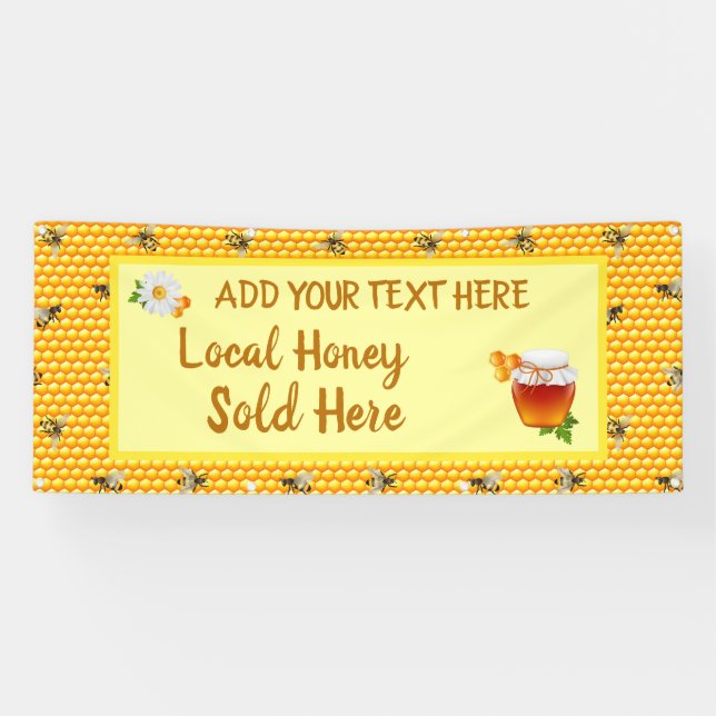Banderoles Personnalisez Honey Business Local Honey Vendu Ici (Horizontal)
