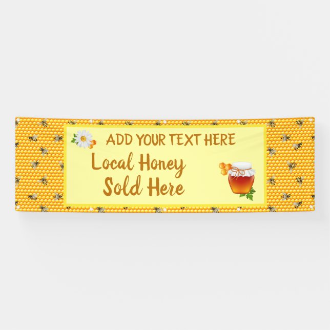 Banderoles Personnalisez Honey Business Local Honey Vendu Ici (Horizontal)