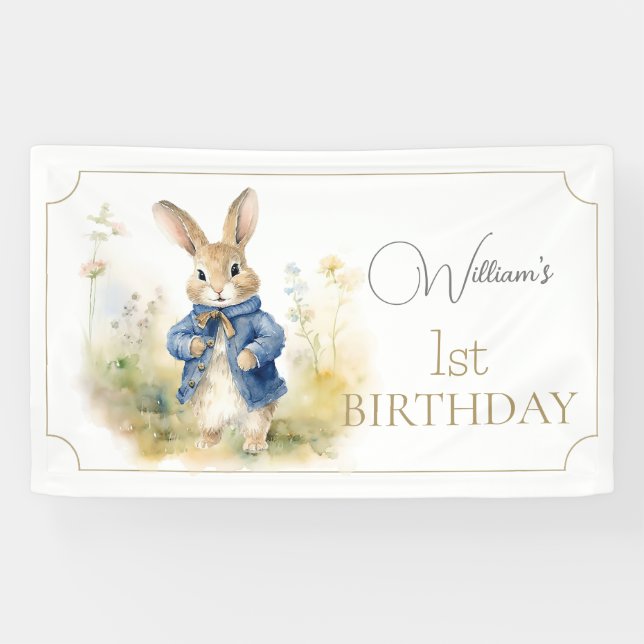 Banderoles Peter Le Rabbit Aquarelle Anniversaire (Horizontal)