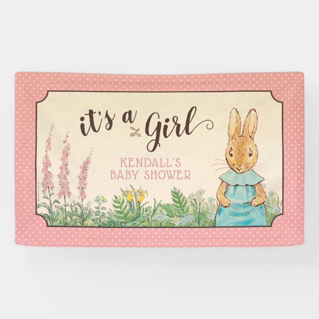 Banderoles Peter Rabbit | Baby shower fille (Horizontal)
