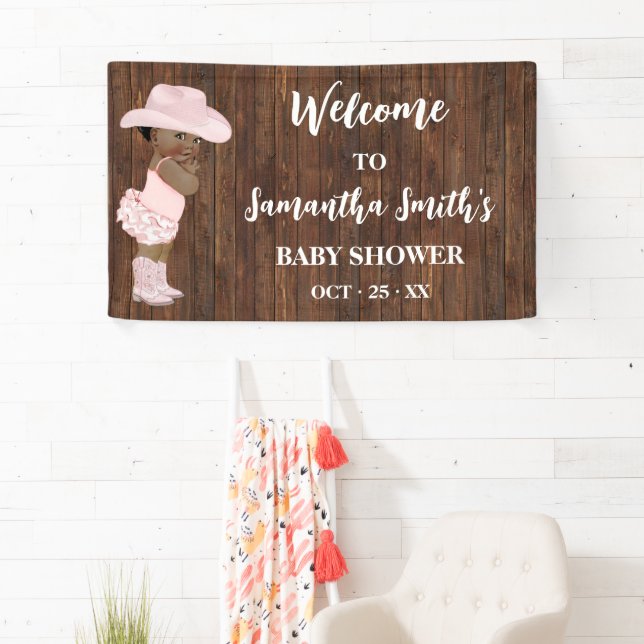 Banderoles Petit AA Cowgirl Western Welcome Baby shower (En situation)