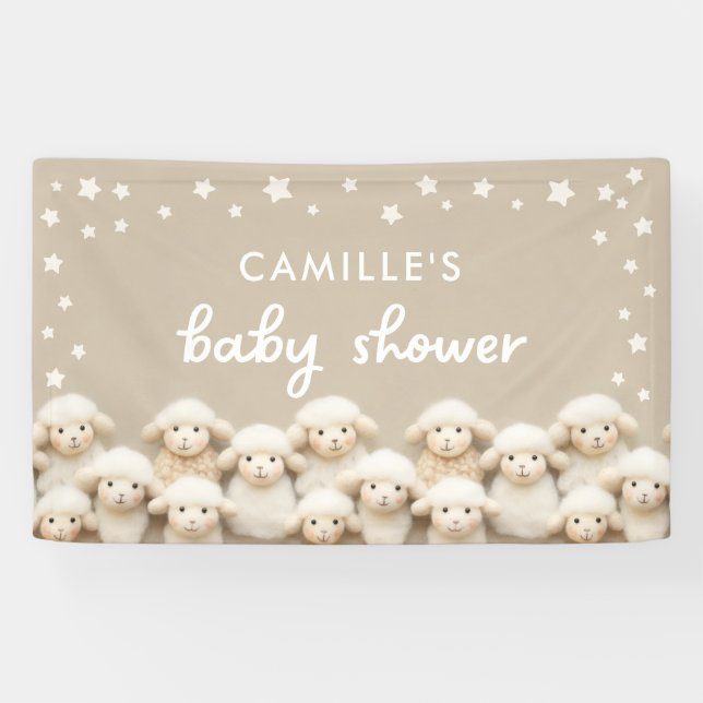 Banderoles Petit agneau Baby shower neutre de genre (Horizontal)