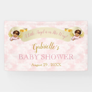 Banderoles Petit ange rose fille or ethnique