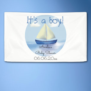 Banderoles Petit Baby shower Blue Sailboat Boys