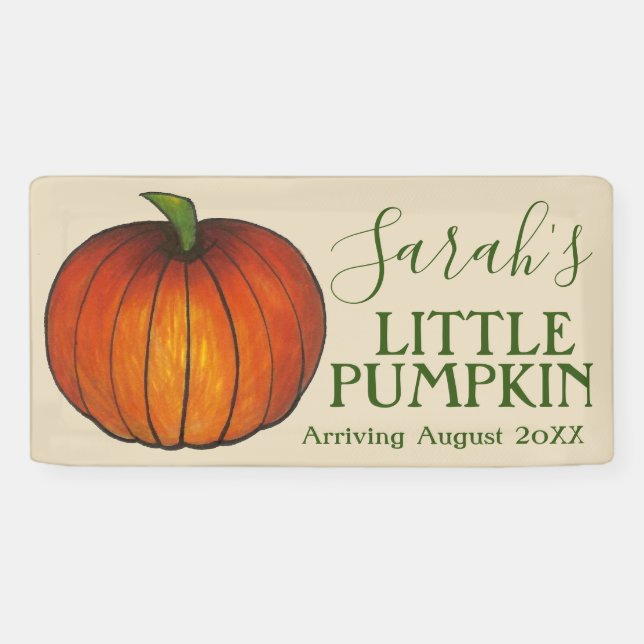 Banderoles Petit Baby shower Citrouille Nouveau Arrivée Autom (Horizontal)