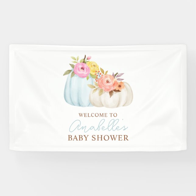 Banderoles Petit Baby shower d'automne Citrouille Personnalis (Horizontal)