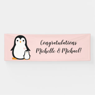 Banderoles Petit Baby shower de pingouin bleu