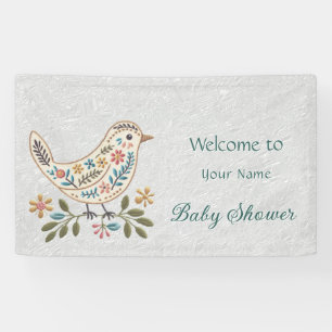 Banderoles Petit Baby shower Floral coloré d'oiseaux
