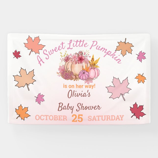 Banderoles Petit Citrouille Automne Blush Baby shower Invitat (Horizontal)
