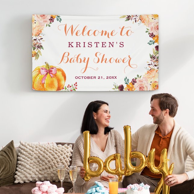 Banderoles Petit Citrouille Floral Automne Baby shower Automn (Créateur téléchargé)