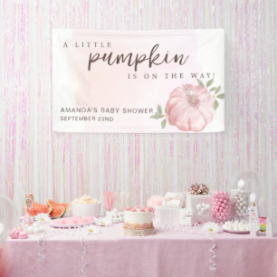 Banderoles Petit Citrouille rose Baby shower d'automne