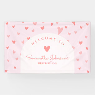 Banderoles Petit Coeur rose rose Peach Petite Anniversaire 1e