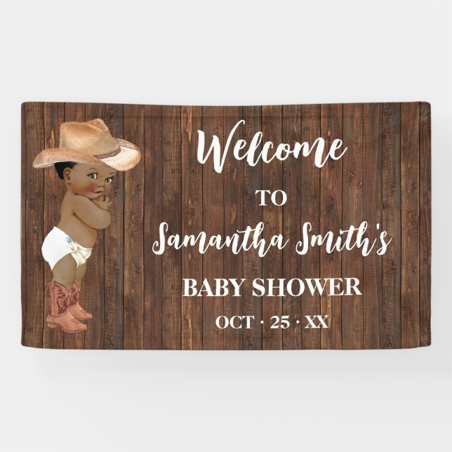 Banderoles Petit Cowboy Occidental Bébé Vacher Bienvenue Baby (Horizontal)