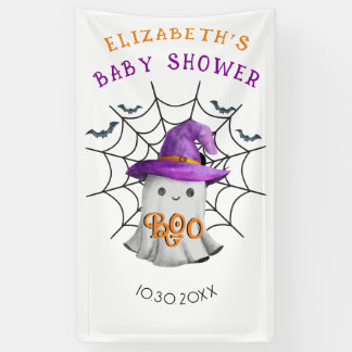 Banderoles Petit fantôme mignon et baby shower BOO spiderweb