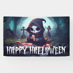 Banderoles Petit Faucheur Avec Bonbons Joyeux Halloween