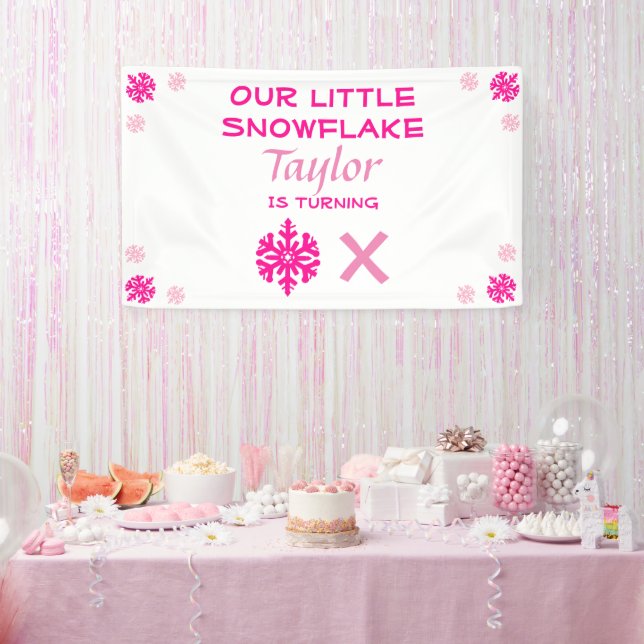 Banderoles Petit Flocon De Neige N'Importe Quel Âge Anniversa (Fête)