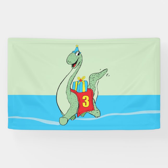 Banderoles Petit garçon, 3e anniversaire Dinosaur (Horizontal)