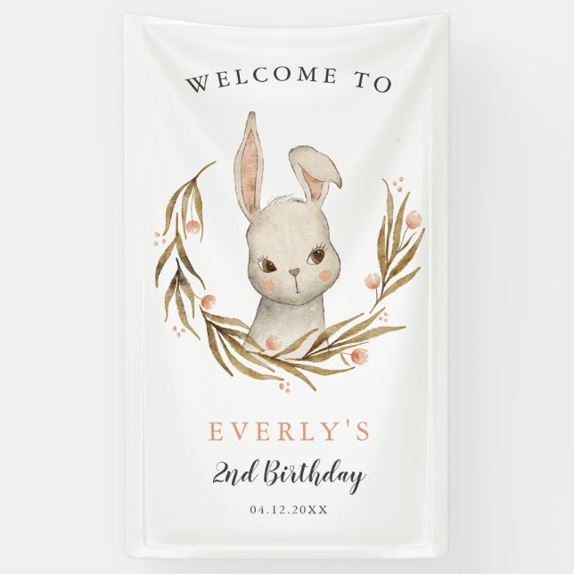 Banderoles Petit lapin Lapin Fille Anniversaire Bienvenue (Vertical)