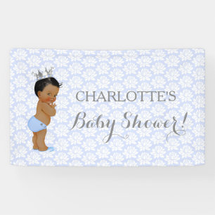 Banderoles Petit Prince Bébé Garçon Bleu Clair Argent