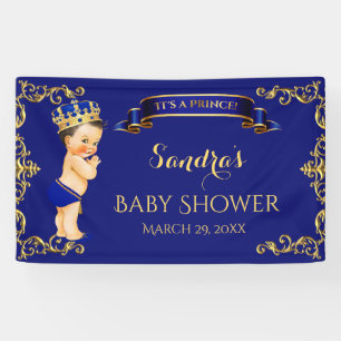 Banderoles Petit Prince Couronne Royale Bleue et Or